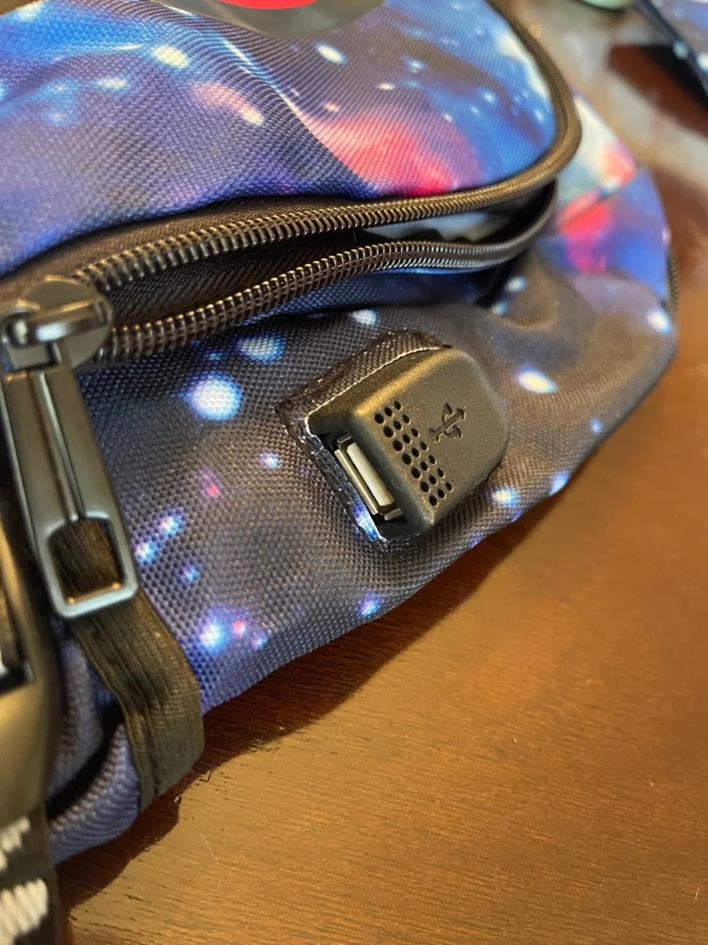 Shark Mouth Backpack Galaxy Print School Bag with Teeth Design USB port nwt